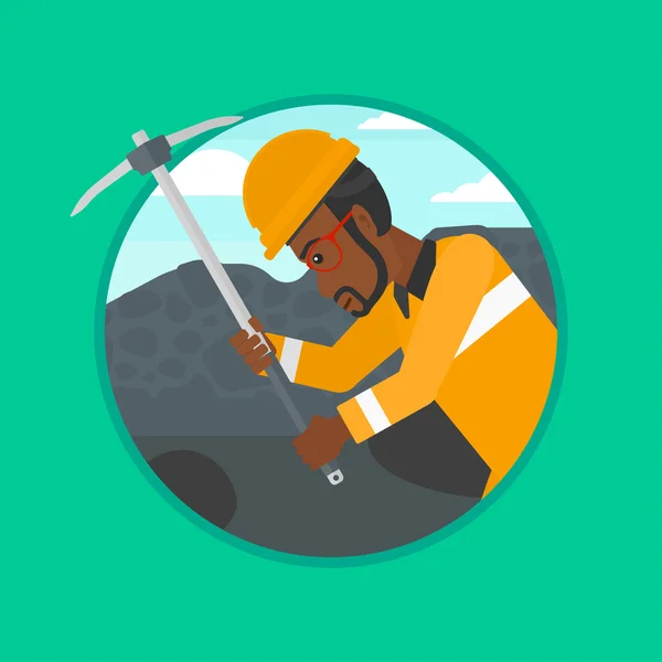 Miner working with pickaxe vector illustration. — Stock Vector