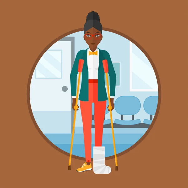 Woman with broken leg and crutches. — Stock Illustration Woman with broken leg and crutches. Stock Vector