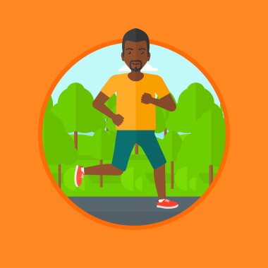 Genç adam çalışan vektör çizim.