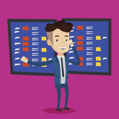 Borsacı, Menkul Kıymetler Borsası vektör çizim.