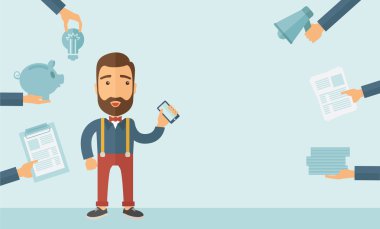 Endişeli meşgul adam