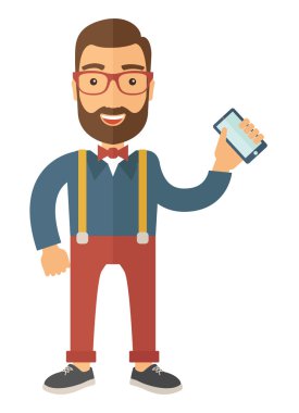 Adam holdingn telefonunu ayakta.