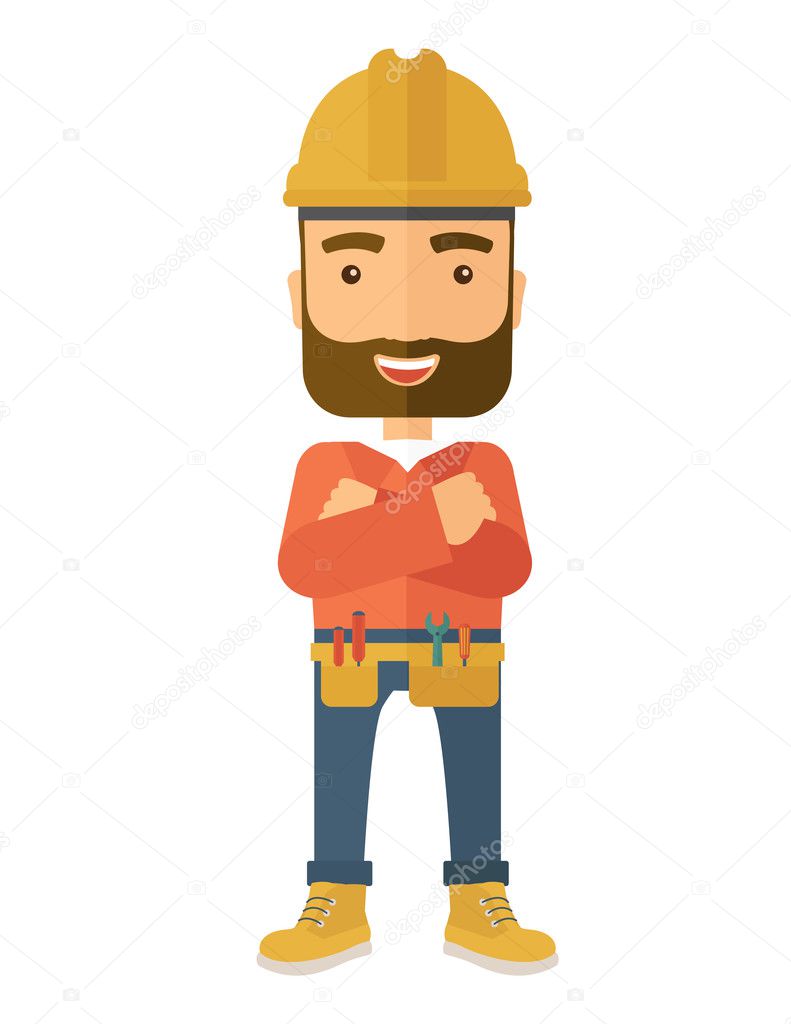 Worker standing with crossed arms