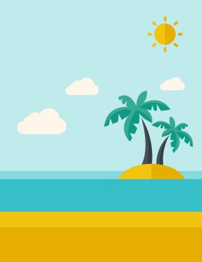palmiye ağaçları ile tropikal deniz ada.