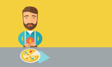 Pizza yedin sonra adam bir mide burn veya karın ağrısı vardır.