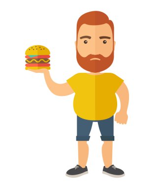 Hamburger and a man