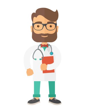Young male doctor standing with stethoscope.