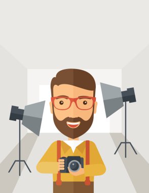 Photographer inside his studio.
