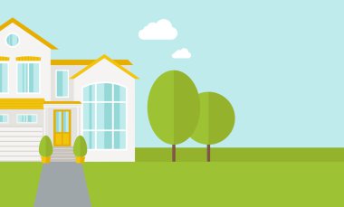 Ağaçlar büyük ev