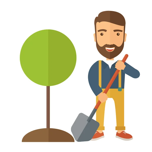 Gardener plant a tree — Stock Photo, Image