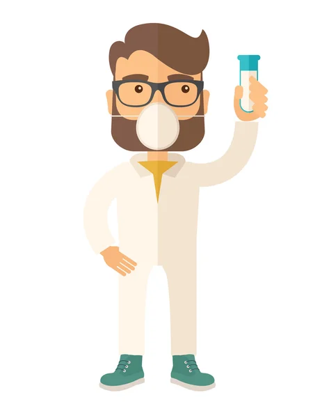 Scientist with mask and test tube. — Stock Photo, Image