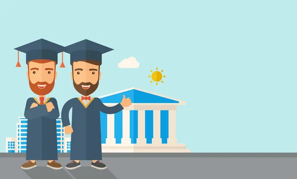 Dos hombres con gorra de graduación . —  Fotos de Stock