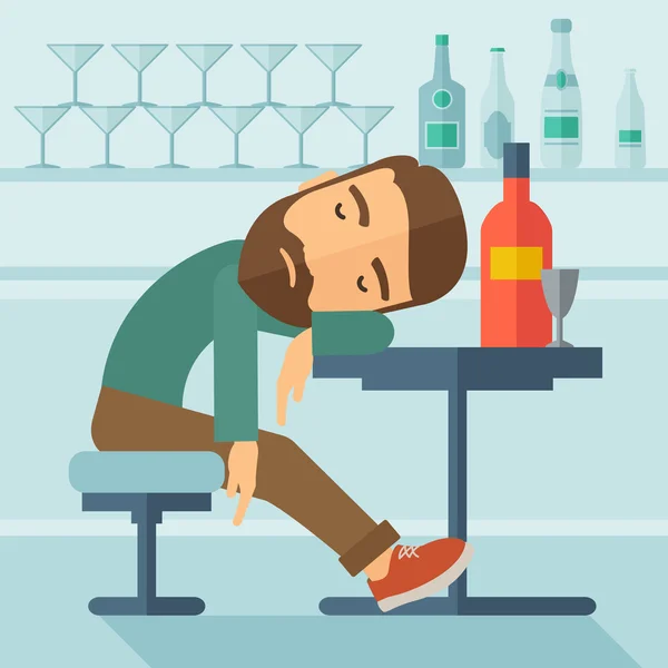 Dronken mens in slaap vallen in de pub. — Stockfoto