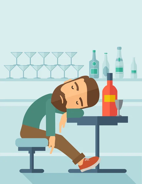 Homem bêbado adormece no pub . — Fotografia de Stock