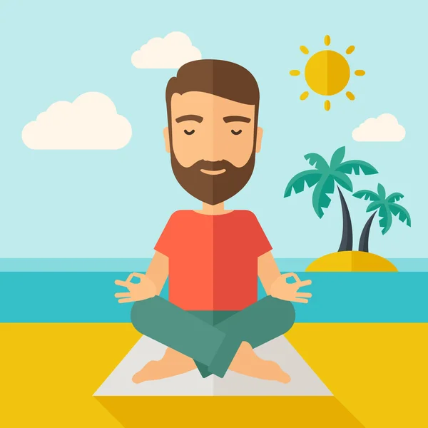 Hombre haciendo yoga en la playa —  Fotos de Stock