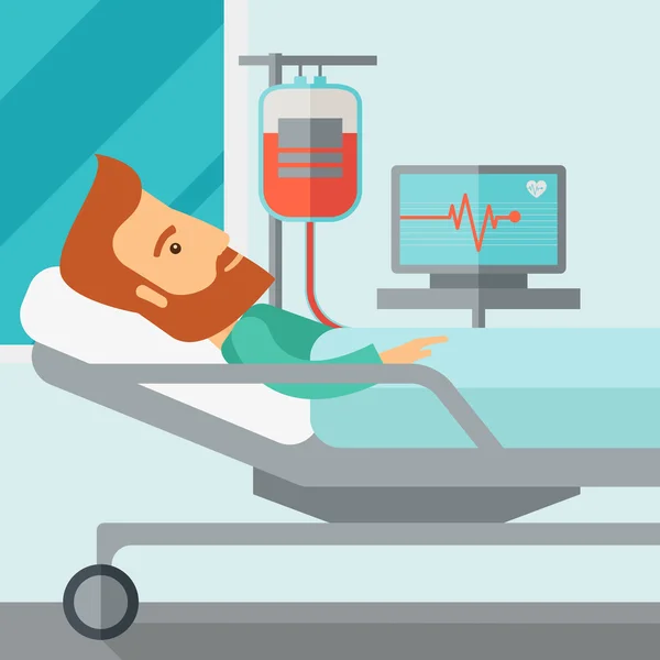 Paciente en cama de hospital siendo monitoreado —  Fotos de Stock