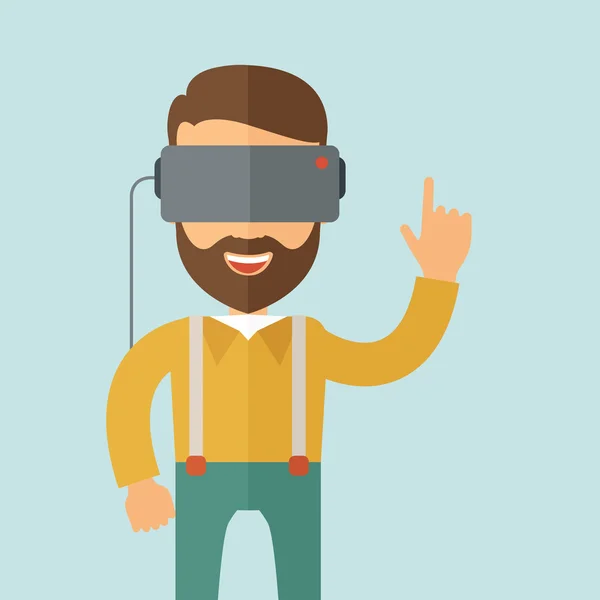 Hombre con auriculares de realidad virtual — Foto de Stock