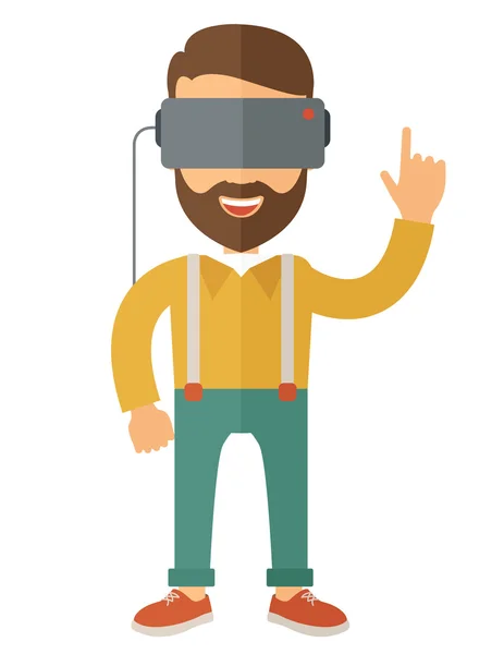 Man with isometric virtual reality headset. — Stock Photo, Image