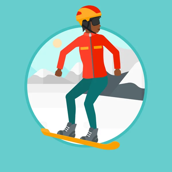 Jeune femme snowboard Vector Illustration . — Image vectorielle