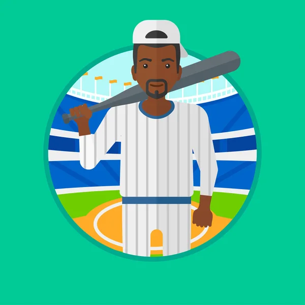 Joueur de baseball avec illustration vectorielle chauve-souris . — Image vectorielle