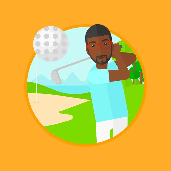 Golfista golpeando la ilustración vector bola . — Vector de stock