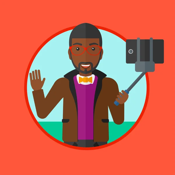 Uomo che fa selfie vettoriale illustrazione . — Vettoriale Stock