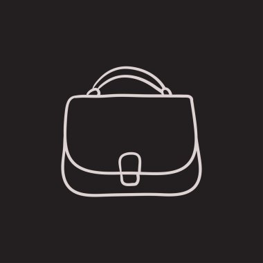 Kadın el çantası kroki simgesi.
