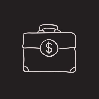 Doları sembol kroki simgesini bavulla.