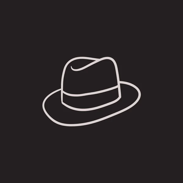 Fedora καπέλο σκίτσο εικονίδιο. — Διανυσματικό Αρχείο