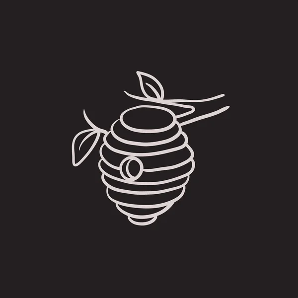 蜜蜂蜂巢素描图标. — 图库矢量图片