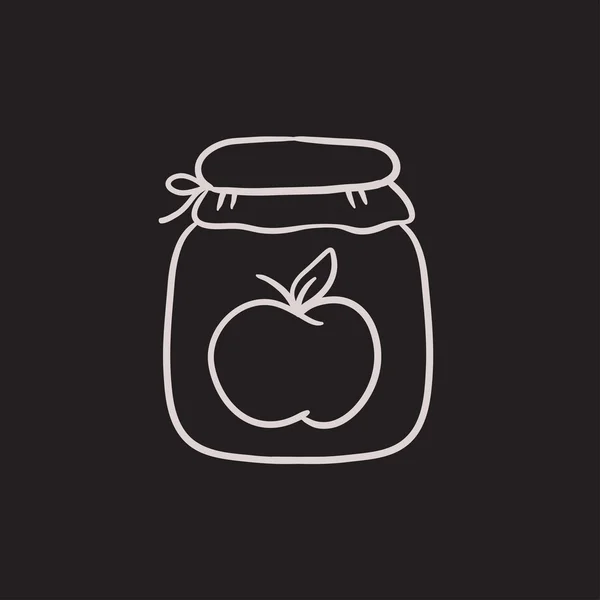 Apple jam sklenice skica ikony. — Stockový vektor