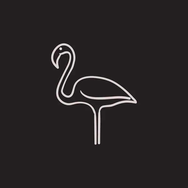 Flamingo kroki simgesi. — Stok Vektör