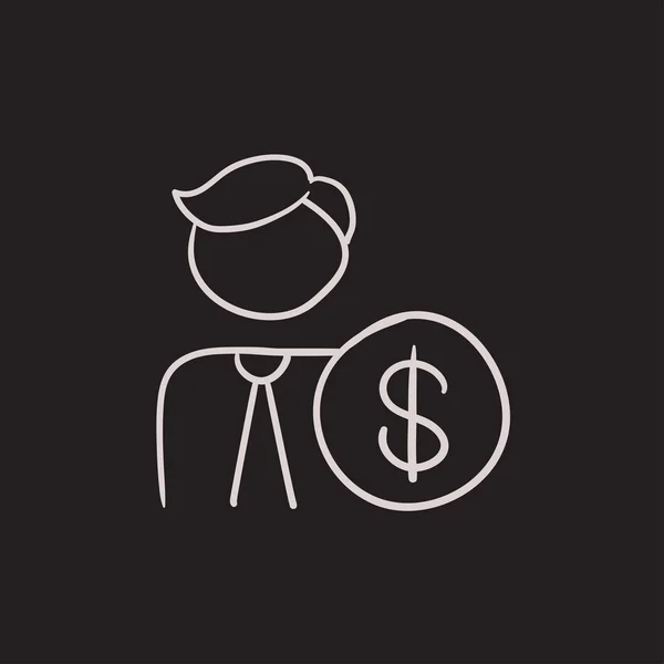 Человек с иконкой на знаке доллара . — стоковый вектор