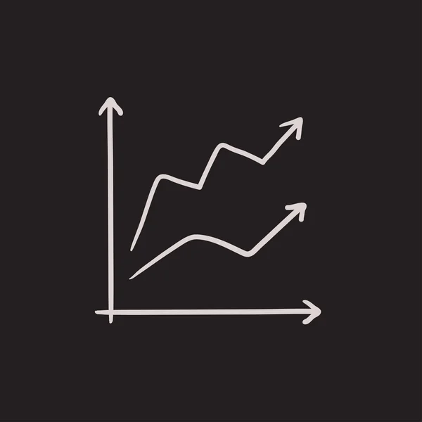 Growth graph sketch icon. — Stock Vector