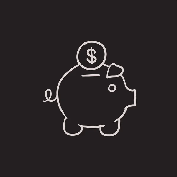 Piggy bank with dollar coin sketch icon. — Stock Vector