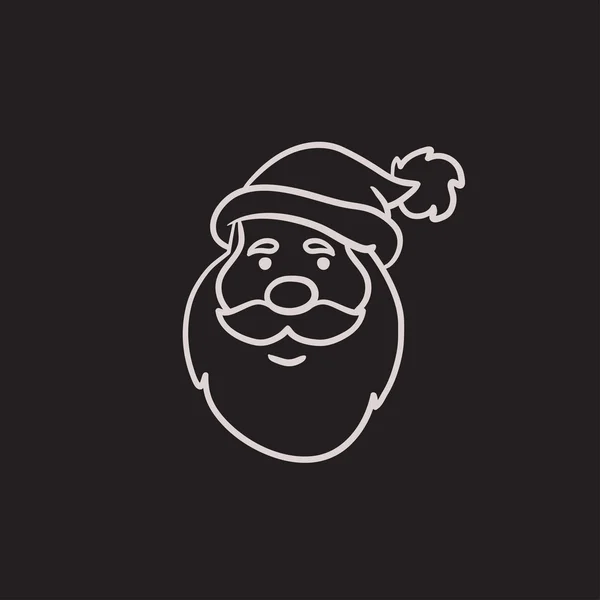 Santa Claus szembenéz sketch ikon. — Stock Vector