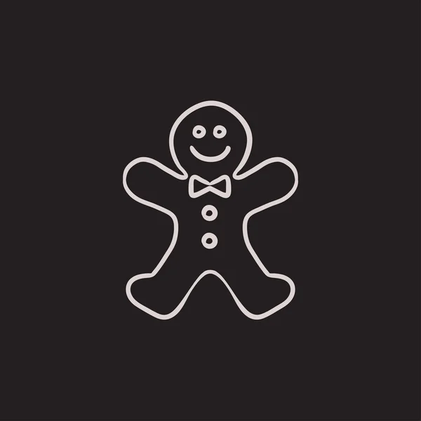 Gingerbread man schets pictogram. — Stockvector