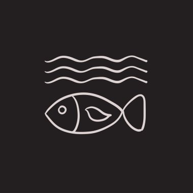 Fish under water sketch icon. clipart