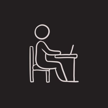 Dizüstü kroki simgesine çalışma öğrenci.