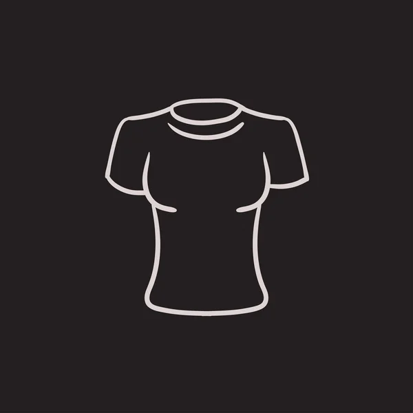 Vrouwelijke t-shirt schets pictogram. — Stockvector