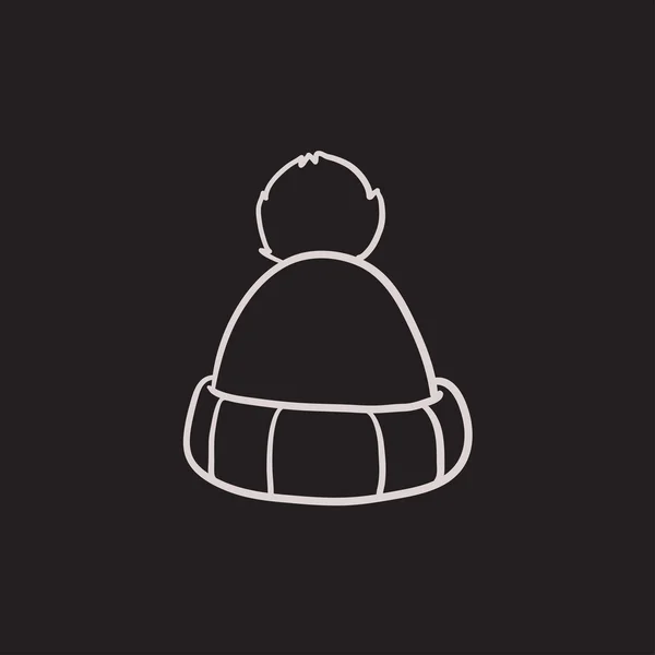 Chapeau tricoté croquis icône . — Image vectorielle