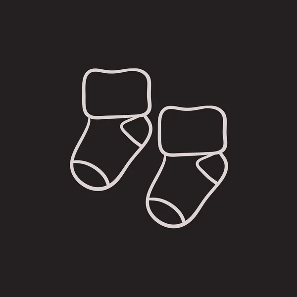 Baby Socken Skizze Symbol. — Stockvektor