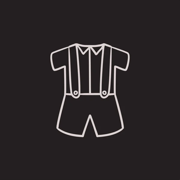 Babyshirt en broek met bretels schets pictogram. — Stockvector