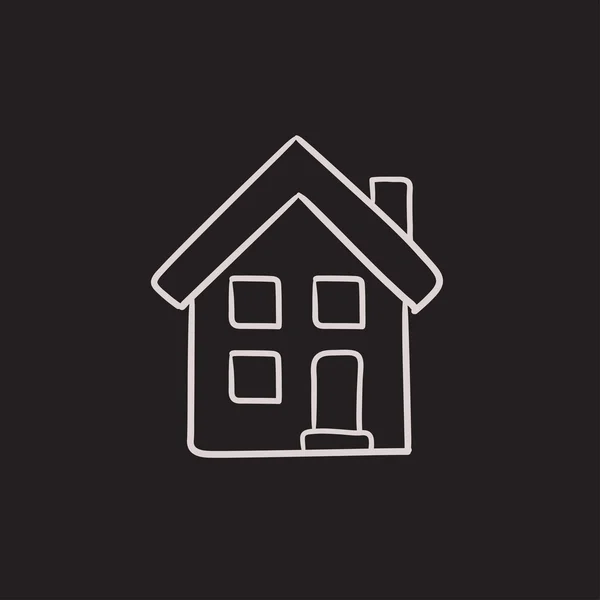 Two storey detached house sketch icon. — Stock Vector