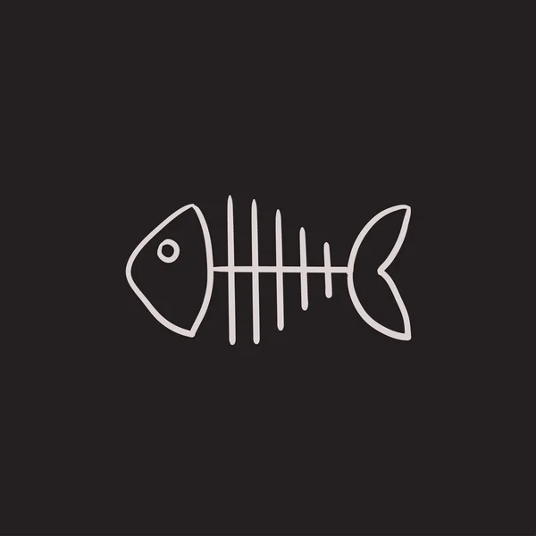 Sketch squelette de poisson icône . — Image vectorielle