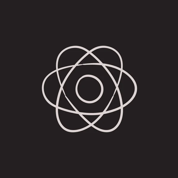 Atom skiss ikon. — Stock vektor