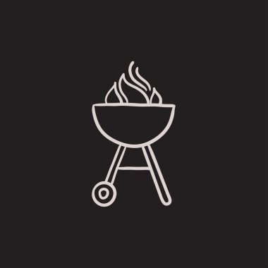 Su ısıtıcısı Barbekü Izgara kroki simgesi.
