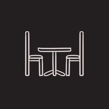 Masa ve sandalyeler kroki simgesi.