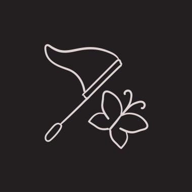 Kelebek ve net kroki simgesi.