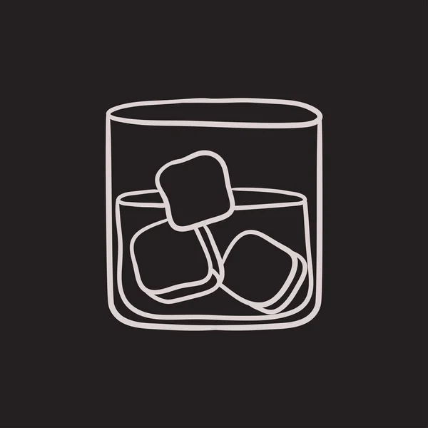 Vaso de agua con icono de boceto de hielo . — Vector de stock